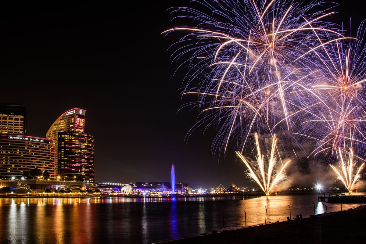 Dubai skyline illuminated at night - document attestation services in Dubai Festival City by Seal & Signature